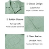 COOFANDY Men Short Sleeve Button Down Shirts Summer Linen Textured Shirt Casual Beach Tops with Pocket(01-sage Green)
