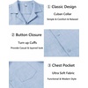 COOFANDY Men Short Sleeve Button Down Shirts Summer Linen Textured Shirt Casual Beach Tops with Pocket(02-light Blue)