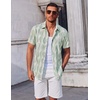 COOFANDY Men’s Button Down Shirts Short Sleeve Casual Summer Beach Shirts Vacation Wedding Shirts(Geometry-green)