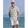 COOFANDY Men’s Button Down Shirts Short Sleeve Casual Summer Beach Shirts Vacation Wedding Shirts(Geometry-green)