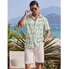 COOFANDY Men’s Button Down Shirts Short Sleeve Casual Summer Beach Shirts Vacation Wedding Shirts(Geometry-green)