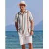 COOFANDY Men’s Button Down Shirts Short Sleeve Casual Summer Beach Shirts Vacation Wedding Shirts(Retro Stripes-colors)