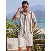 COOFANDY Men’s Button Down Shirts Short Sleeve Casual Summer Beach Shirts Vacation Wedding Shirts(Retro Stripes-colors)