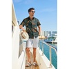 COOFANDY Mens Hawaiian Shirt Short Sleeve Button Down Beach Vacation Shirt Retro Summer Tropical Shirts(Deep Teal Bold Watercolor)
