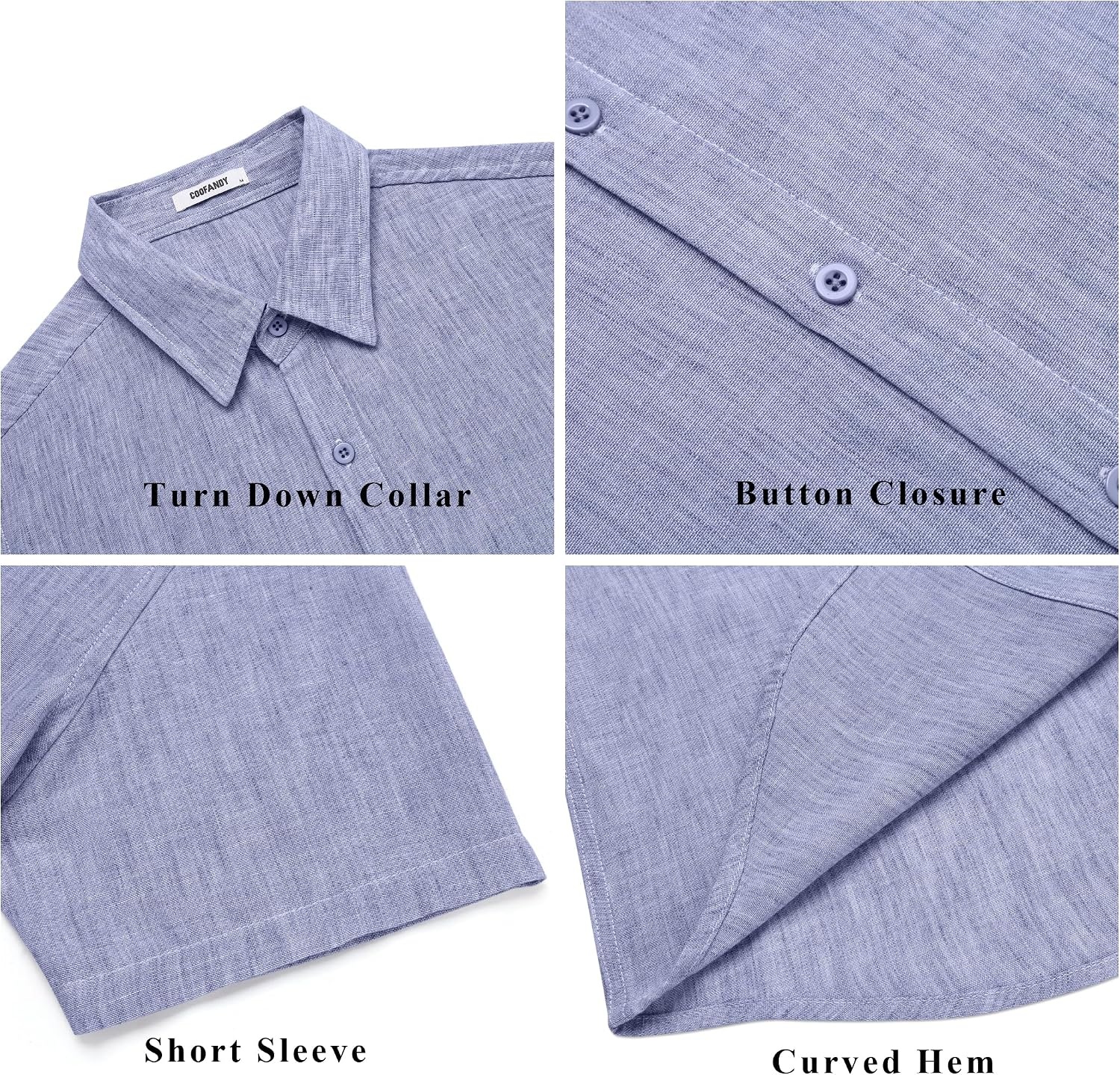 image:imageCOOFANDY Mens Short Sleeve Button Down Shirt Casual Summer Beach Wedding Vacation ShirtsBlue