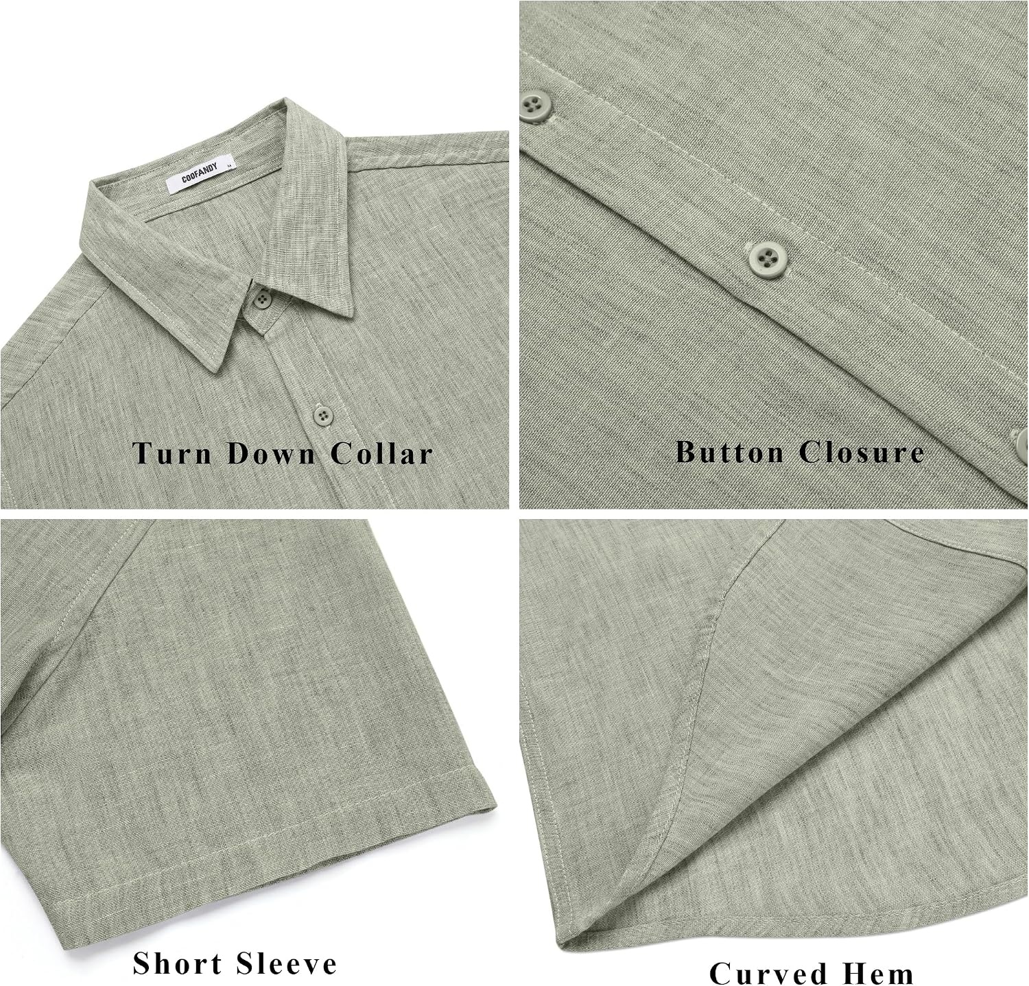 image:imageCOOFANDY Mens Short Sleeve Button Down Shirt Casual Summer Beach Wedding Vacation ShirtsLight Green