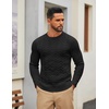 COOFANDY Mens Cable Knit Sweater Casual Long Leeve Crewneck Pullover Sweaters Twist Textured Fisherman Sweater(Black)