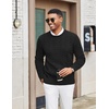 COOFANDY Mens Cable Knit Sweater Casual Long Leeve Crewneck Pullover Sweaters Twist Textured Fisherman Sweater(Black)