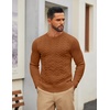 COOFANDY Mens Cable Knit Sweater Casual Long Leeve Crewneck Pullover Sweaters Twist Textured Fisherman Sweater(Brown)