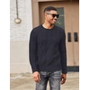 COOFANDY Mens Cable Knit Sweater Casual Long Leeve Crewneck Pullover Sweaters Twist Textured Fisherman Sweater(Navy Blue)