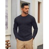 COOFANDY Mens Cable Knit Sweater Casual Long Leeve Crewneck Pullover Sweaters Twist Textured Fisherman Sweater(Navy Blue)