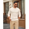 COOFANDY Mens Cable Knit Sweater Casual Long Leeve Crewneck Pullover Sweaters Twist Textured Fisherman Sweater(White)