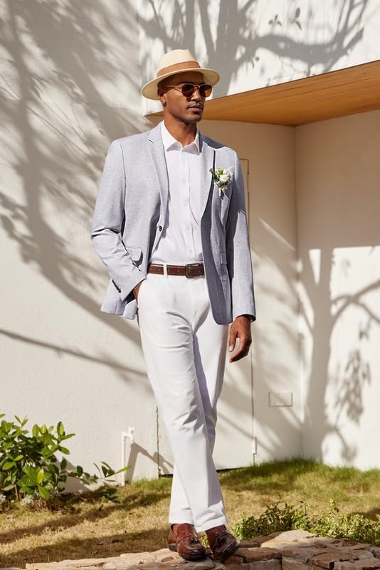 image:imageCOOFANDY Mens Casual Blazer Lightweight Sport Coat Linen Blazer Suit Jacket 2 Button Mens Blazer Smooth and Comfortable Structured feel Natural textureBreathable and Lightweight for All Year WearGrey
