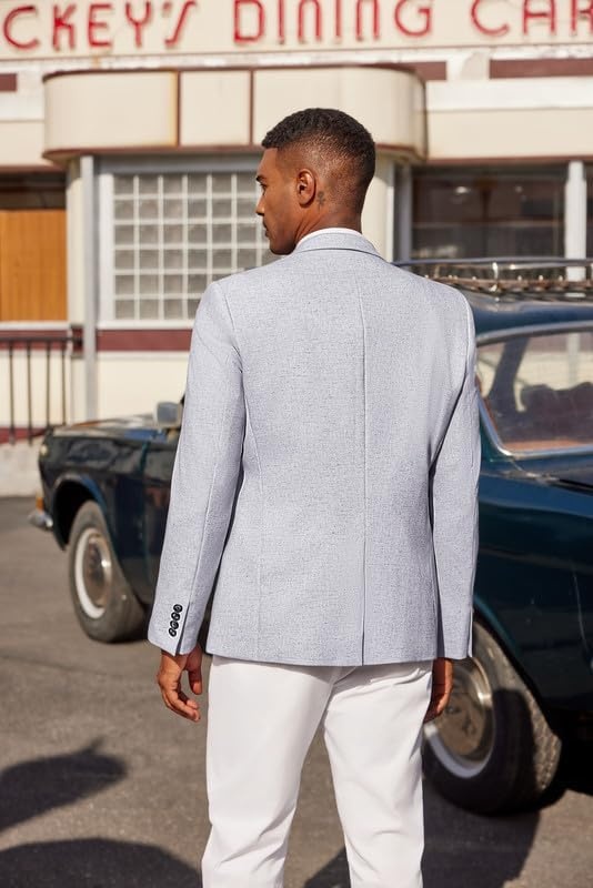 image:imageCOOFANDY Mens Casual Blazer Lightweight Sport Coat Linen Blazer Suit Jacket 2 Button Mens Blazer Smooth and Comfortable Structured feel Natural textureBreathable and Lightweight for All Year WearGrey