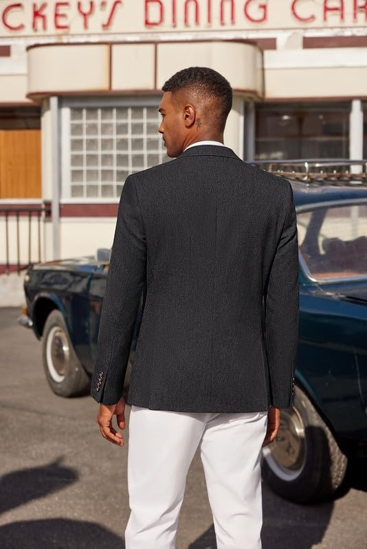 image:imageCOOFANDY Mens Casual Blazer Lightweight Sport Coat Linen Blazer Suit Jacket 2 Button Mens Blazer Smooth and Comfortable Structured feel Natural textureBreathable and Lightweight for All Year WearBlack