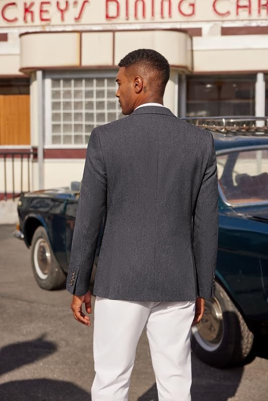 image:imageCOOFANDY Mens Casual Blazer Lightweight Sport Coat Linen Blazer Suit Jacket 2 Button Mens Blazer Smooth and Comfortable Structured feel Natural textureBreathable and Lightweight for All Year WearDark Grey