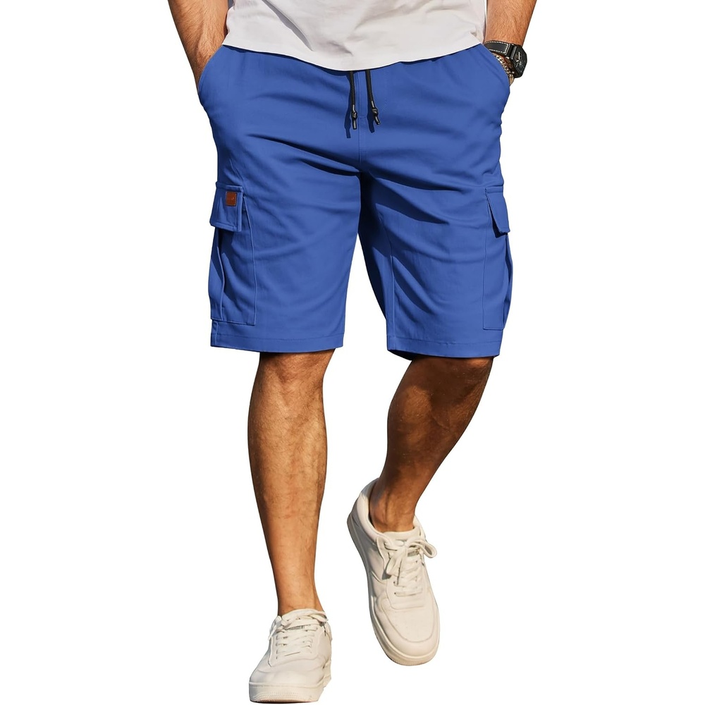 image:imageCOOFANDY Mens Casual Cargo Shorts 10 Drawstring Elastic Waist Shorts Summer Cotton Chino Work Shorts with 6 PocketsRoyal Blue