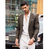 COOFANDY Men’s Blazer Casual Sport Coats Slim Fit Lightweight Sports Jacket | One Button Suit Jacket,Linen Blazer,Plaid Blazer, Shoulder Pads(Brown)