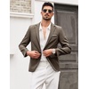COOFANDY Men’s Blazer Casual Sport Coats Slim Fit Lightweight Sports Jacket | One Button Suit Jacket,Linen Blazer,Plaid Blazer, Shoulder Pads(Khaki)