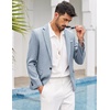 COOFANDY Men’s Blazer Casual Sport Coats Slim Fit Lightweight Sports Jacket | One Button Suit Jacket,Linen Blazer,Plaid Blazer, Shoulder Pads(Light Blue)