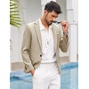 COOFANDY Men’s Blazer Casual Sport Coats Slim Fit Lightweight Sports Jacket | One Button Suit Jacket,Linen Blazer,Plaid Blazer, Shoulder Pads(Light Khaki)