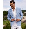 COOFANDY Men’s Blazer Casual Sport Coats Slim Fit Lightweight Sports Jacket | One Button Suit Jacket,Linen Blazer,Plaid Blazer, Shoulder Pads(Plaid Blazer – Sky Blue)