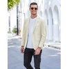 COOFANDY Men’s Blazer Casual Sport Coats Slim Fit Lightweight Sports Jacket | One Button Suit Jacket,Linen Blazer,Plaid Blazer, Shoulder Pads(Plain Color – Beige)