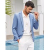 COOFANDY Men’s Blazer Casual Sport Coats Slim Fit Lightweight Sports Jacket | One Button Suit Jacket,Linen Blazer,Plaid Blazer, Shoulder Pads(Sky Blue)