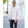 COOFANDY Men’s Blazer Casual Sport Coats Slim Fit Lightweight Sports Jacket | One Button Suit Jacket,Linen Blazer,Plaid Blazer, Shoulder Pads(White)
