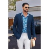 COOFANDY Mens Casual Blazer Lightweight Sport Coat Linen Blazer Suit Jacket | 2 Button Mens Blazer, Smooth and Comfortable, Structured feel, Natural texture,Breathable and Lightweight for All Year Wear(Dark Blue)