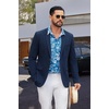 COOFANDY Mens Casual Blazer Lightweight Sport Coat Linen Blazer Suit Jacket | 2 Button Mens Blazer, Smooth and Comfortable, Structured feel, Natural texture,Breathable and Lightweight for All Year Wear(Navy Blue)