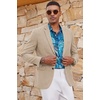 COOFANDY Mens Casual Blazer Lightweight Sport Coat Linen Blazer Suit Jacket | 2 Button Mens Blazer, Smooth and Comfortable, Structured feel, Natural texture,Breathable and Lightweight for All Year Wear(Khaki)