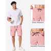 COOFANDY Men’s Casual Cargo Shorts 10″ Drawstring Elastic Waist Shorts Summer Cotton Chino Work Shorts with 6 Pockets(Pink)