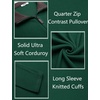 COOFANDY Mens Quarter Zip Pullover Contrast Collar Corduroy Sweatshirt | Contrast Collar Pullover, Mock Neck Sweatshirt, Soft Corduroy Pullover, Relaxed Fit For Casual Work, Travel And Daily Wear.(Ever Green)