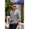 COOFANDY Mens Quarter Zip Pullover Contrast Collar Corduroy Sweatshirt | Contrast Collar Pullover, Mock Neck Sweatshirt, Soft Corduroy Pullover, Relaxed Fit For Casual Work, Travel And Daily Wear.(Gray)