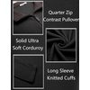 COOFANDY Mens Quarter Zip Pullover Contrast Collar Corduroy Sweatshirt | Contrast Collar Pullover, Mock Neck Sweatshirt, Soft Corduroy Pullover, Relaxed Fit For Casual Work, Travel And Daily Wear.(Black)