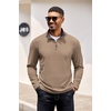 COOFANDY Mens Quarter Zip Pullover Contrast Collar Corduroy Sweatshirt | Contrast Collar Pullover, Mock Neck Sweatshirt, Soft Corduroy Pullover, Relaxed Fit For Casual Work, Travel And Daily Wear.(Khaki)