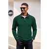 COOFANDY Mens Quarter Zip Pullover Contrast Collar Corduroy Sweatshirt | Contrast Collar Pullover, Mock Neck Sweatshirt, Soft Corduroy Pullover, Relaxed Fit For Casual Work, Travel And Daily Wear.(Ever Green)