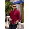 COOFANDY Mens Quarter Zip Pullover Contrast Collar Corduroy Sweatshirt | Contrast Collar Pullover, Mock Neck Sweatshirt, Soft Corduroy Pullover, Relaxed Fit For Casual Work, Travel And Daily Wear.(Red)