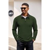 COOFANDY Mens Quarter Zip Pullover Contrast Collar Corduroy Sweatshirt | Contrast Collar Pullover, Mock Neck Sweatshirt, Soft Corduroy Pullover, Relaxed Fit For Casual Work, Travel And Daily Wear.(Army Green)