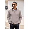 COOFANDY Mens Quarter Zip Pullover Contrast Collar Corduroy Sweatshirt | Contrast Collar Pullover, Mock Neck Sweatshirt, Soft Corduroy Pullover, Relaxed Fit For Casual Work, Travel And Daily Wear.(Moon Gray)