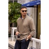 COOFANDY Mens Quarter Zip Pullover Contrast Collar Corduroy Sweatshirt | Contrast Collar Pullover, Mock Neck Sweatshirt, Soft Corduroy Pullover, Relaxed Fit For Casual Work, Travel And Daily Wear.(Khaki)