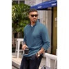 COOFANDY Mens Quarter Zip Pullover Contrast Collar Corduroy Sweatshirt | Contrast Collar Pullover, Mock Neck Sweatshirt, Soft Corduroy Pullover, Relaxed Fit For Casual Work, Travel And Daily Wear.(Dark Blue)