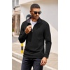 COOFANDY Mens Quarter Zip Pullover Contrast Collar Corduroy Sweatshirt | Contrast Collar Pullover, Mock Neck Sweatshirt, Soft Corduroy Pullover, Relaxed Fit For Casual Work, Travel And Daily Wear.(Black)