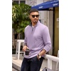 COOFANDY Mens Quarter Zip Pullover Contrast Collar Corduroy Sweatshirt | Contrast Collar Pullover, Mock Neck Sweatshirt, Soft Corduroy Pullover, Relaxed Fit For Casual Work, Travel And Daily Wear.(Purple)