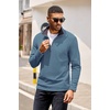 COOFANDY Mens Quarter Zip Pullover Contrast Collar Corduroy Sweatshirt | Contrast Collar Pullover, Mock Neck Sweatshirt, Soft Corduroy Pullover, Relaxed Fit For Casual Work, Travel And Daily Wear.(Dark Blue)