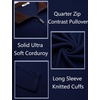 COOFANDY Mens Quarter Zip Pullover Contrast Collar Corduroy Sweatshirt | Contrast Collar Pullover, Mock Neck Sweatshirt, Soft Corduroy Pullover, Relaxed Fit For Casual Work, Travel And Daily Wear.(Navy Blue – Brown)