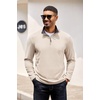 COOFANDY Mens Quarter Zip Pullover Contrast Collar Corduroy Sweatshirt | Contrast Collar Pullover, Mock Neck Sweatshirt, Soft Corduroy Pullover, Relaxed Fit For Casual Work, Travel And Daily Wear.(Beige)