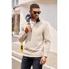 COOFANDY Mens Quarter Zip Pullover Contrast Collar Corduroy Sweatshirt | Contrast Collar Pullover, Mock Neck Sweatshirt, Soft Corduroy Pullover, Relaxed Fit For Casual Work, Travel And Daily Wear.(Beige)