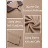 COOFANDY Mens Quarter Zip Pullover Contrast Collar Corduroy Sweatshirt | Contrast Collar Pullover, Mock Neck Sweatshirt, Soft Corduroy Pullover, Relaxed Fit For Casual Work, Travel And Daily Wear.(Khaki)